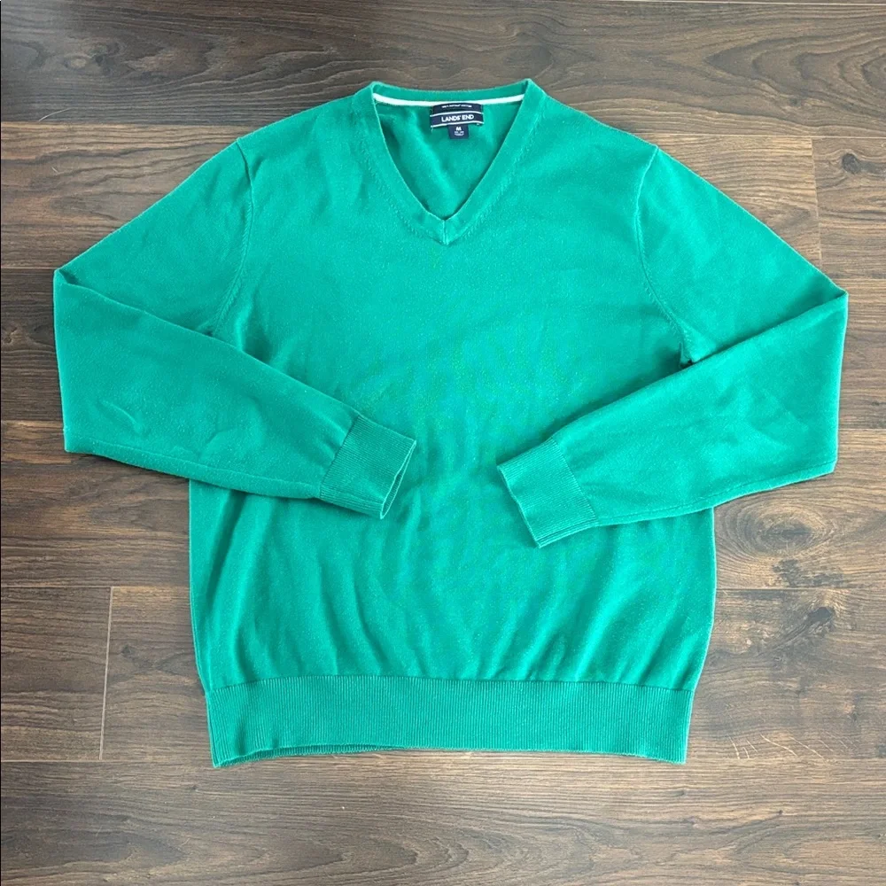 Lands’ End 100% supima cotton v neck sweater